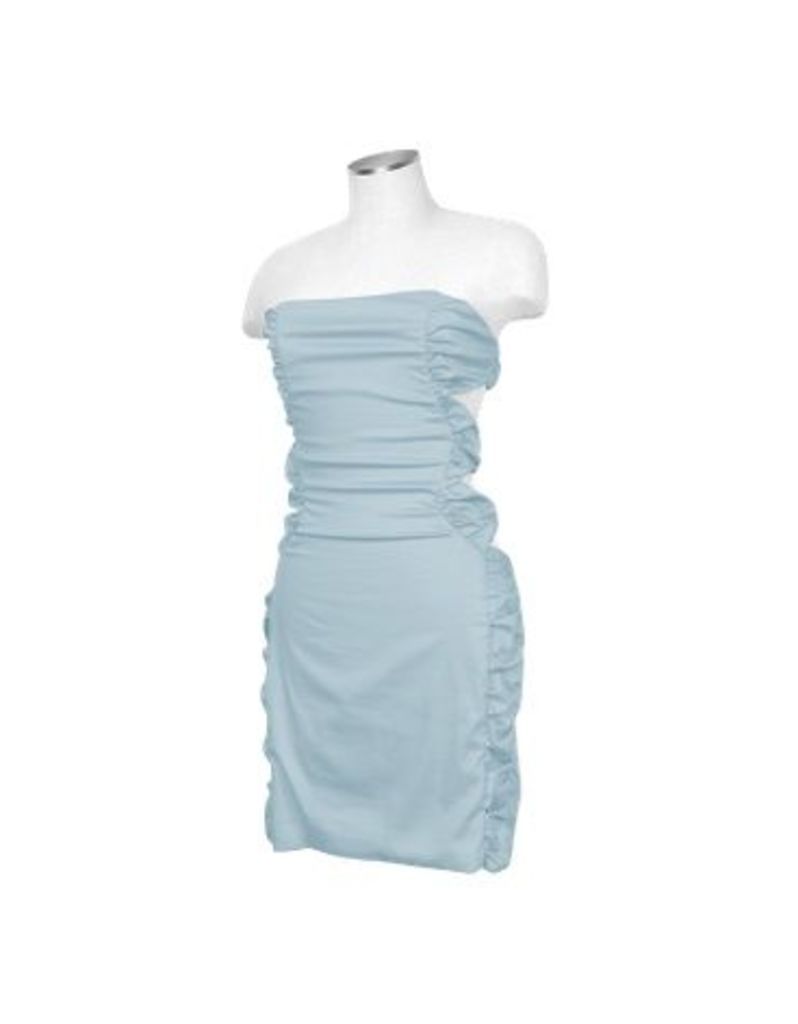 Designer T-Shirts & Tops, Light Blue Cut-out Back Strapless Mini Cotton Dress