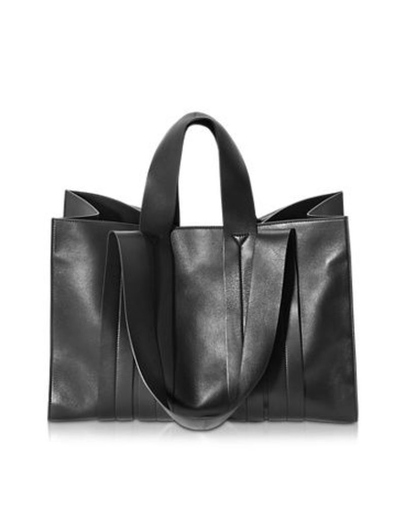 Designer Handbags, Costanza Beach Club Large Black Leather Tote