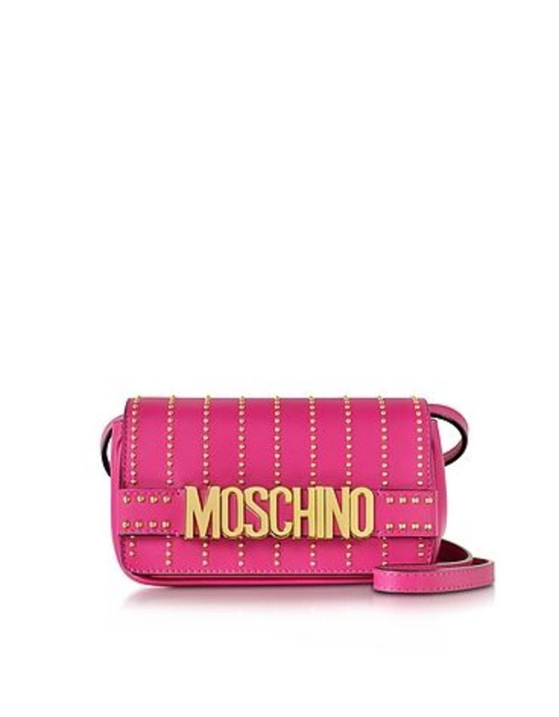 Moschino Handbags, Fuchsia Leather Crossbody Bag w/Studs