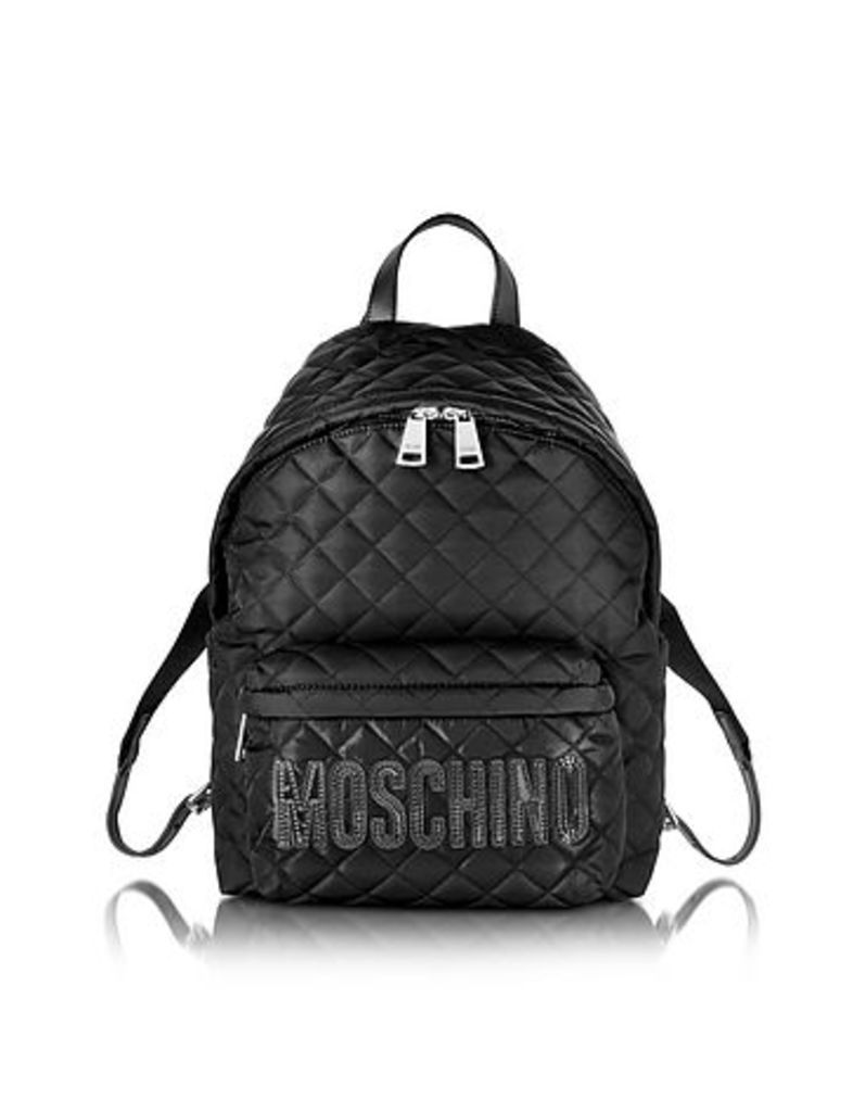 Moschino - Black Quilted Nylon Backpack w/Logo