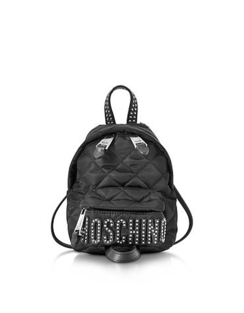 Moschino - Black Quilted Nylon Mini Backpack w/Studs