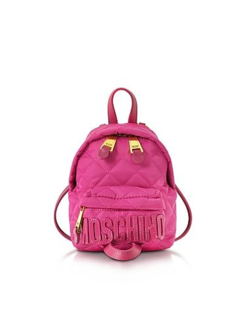 Moschino - Fuchsia Quilted Nylon Mini Backpack w/Logo