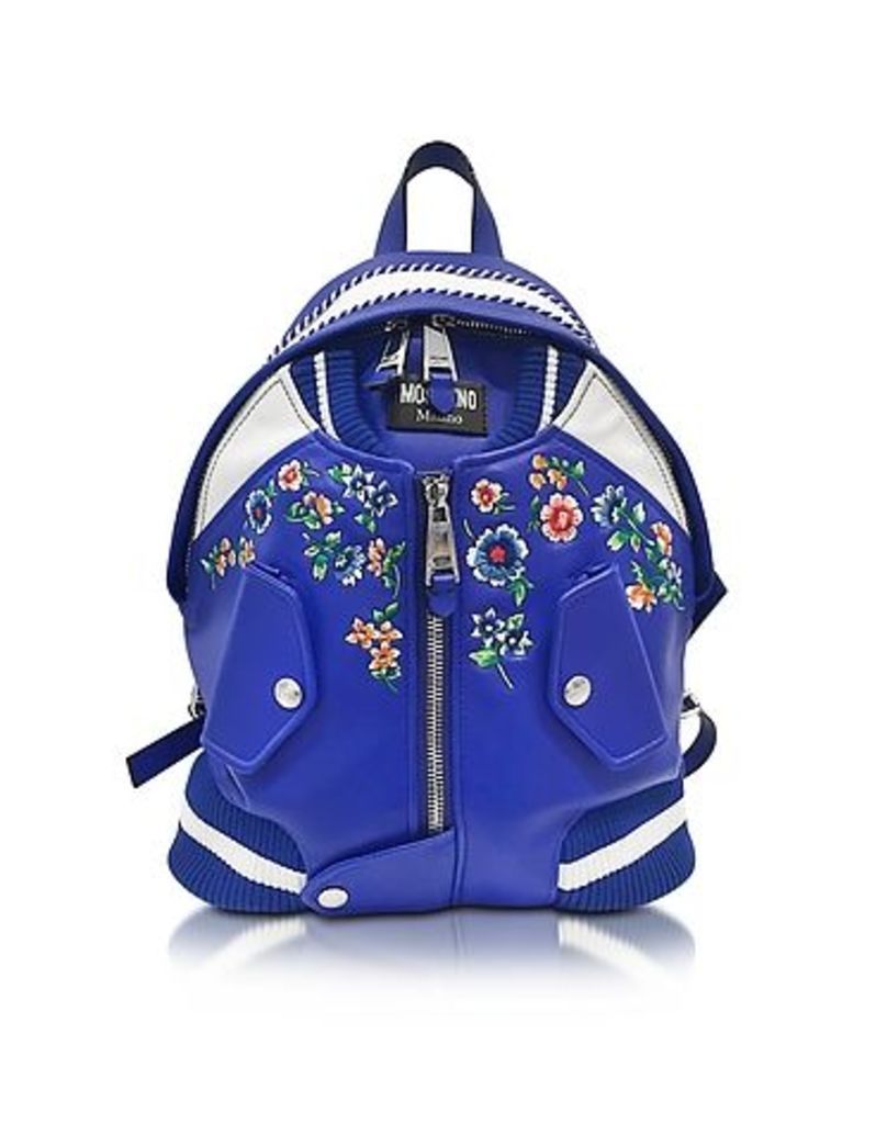 Moschino - Blue & White Leather Jacket Backpack