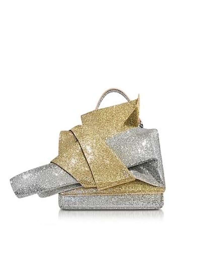 N 21 - Silver and Gold Glitter Crossbody Bag w/Iconic Bow On Front