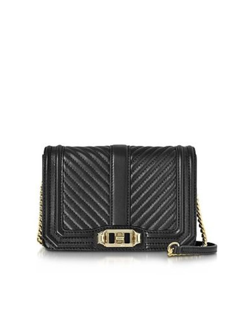 Rebecca Minkoff - Black Quilted Leather Small Love Crossbody Bag