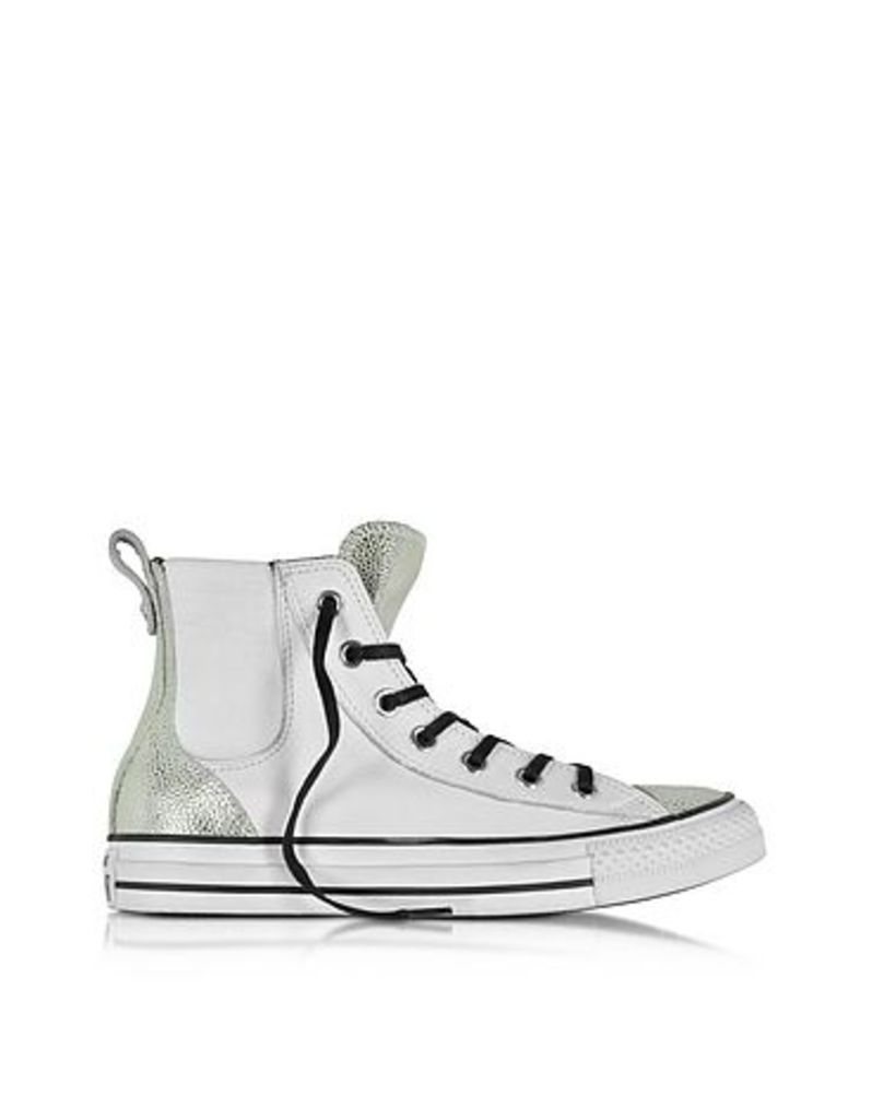 Converse Limited Edition - All Star High White & Silver Chelsee Leather Women's Sneaker