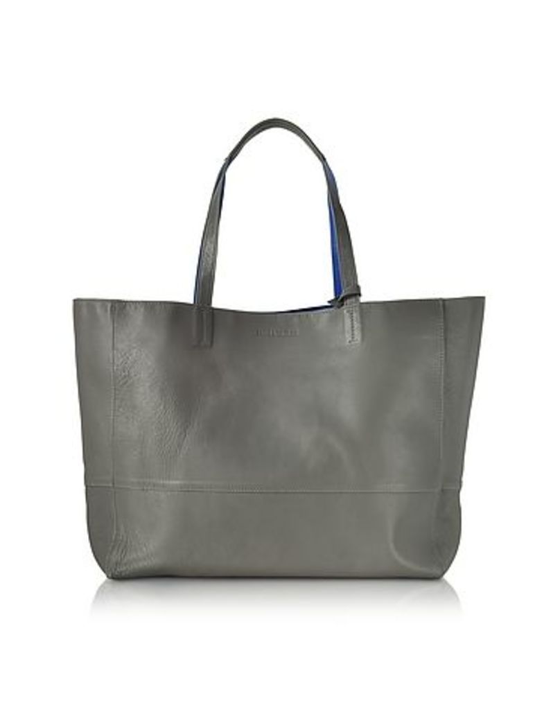 Zadig & Voltaire - Gray and Cobalt Blue Leather Reversible Hendrix Tote Bag