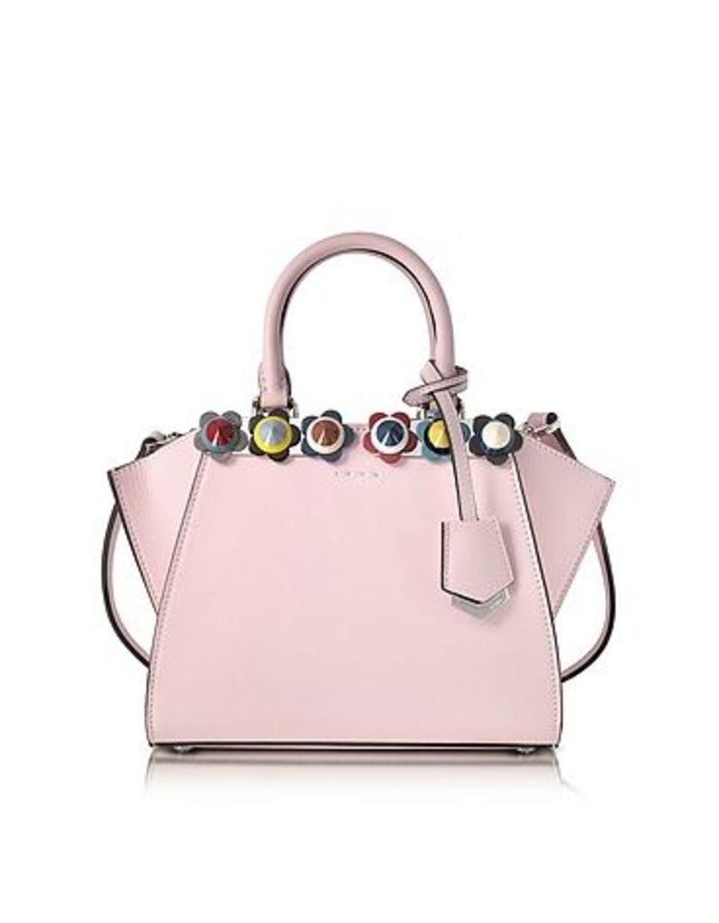 Fendi - Mini 3Jours Pink Leather Tote Bag w/Plexy Flowers
