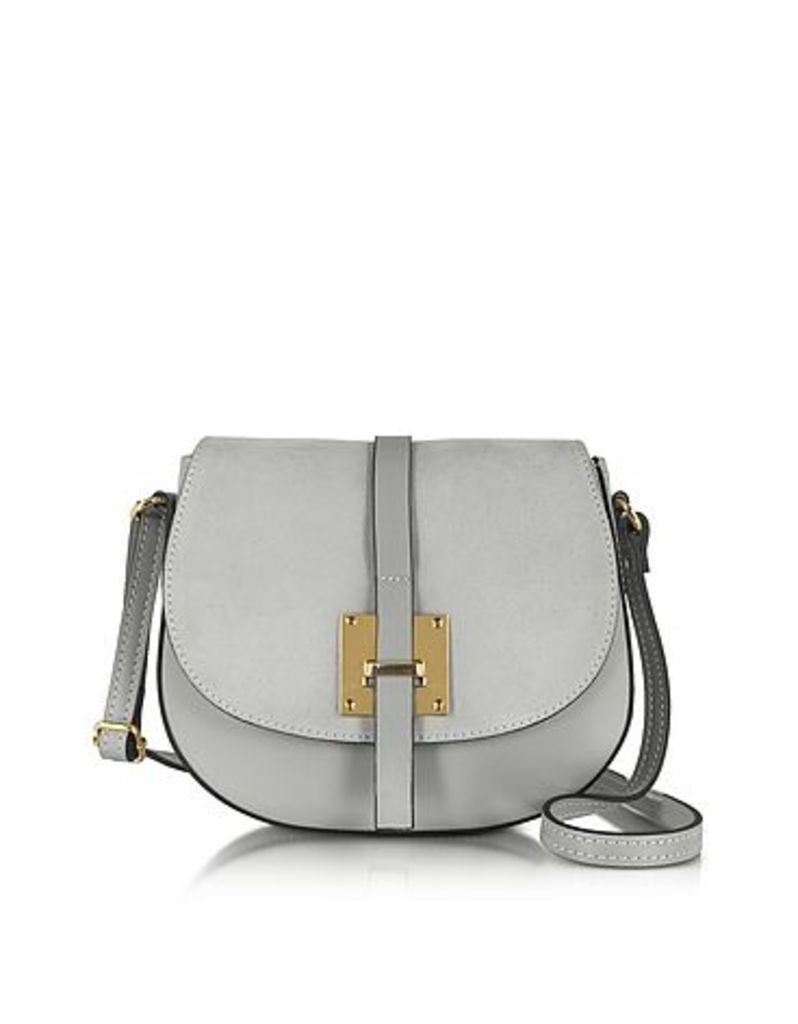 Le Parmentier Handbags, Pollia Pearl Gray Leather and Suede Crossbody Bag