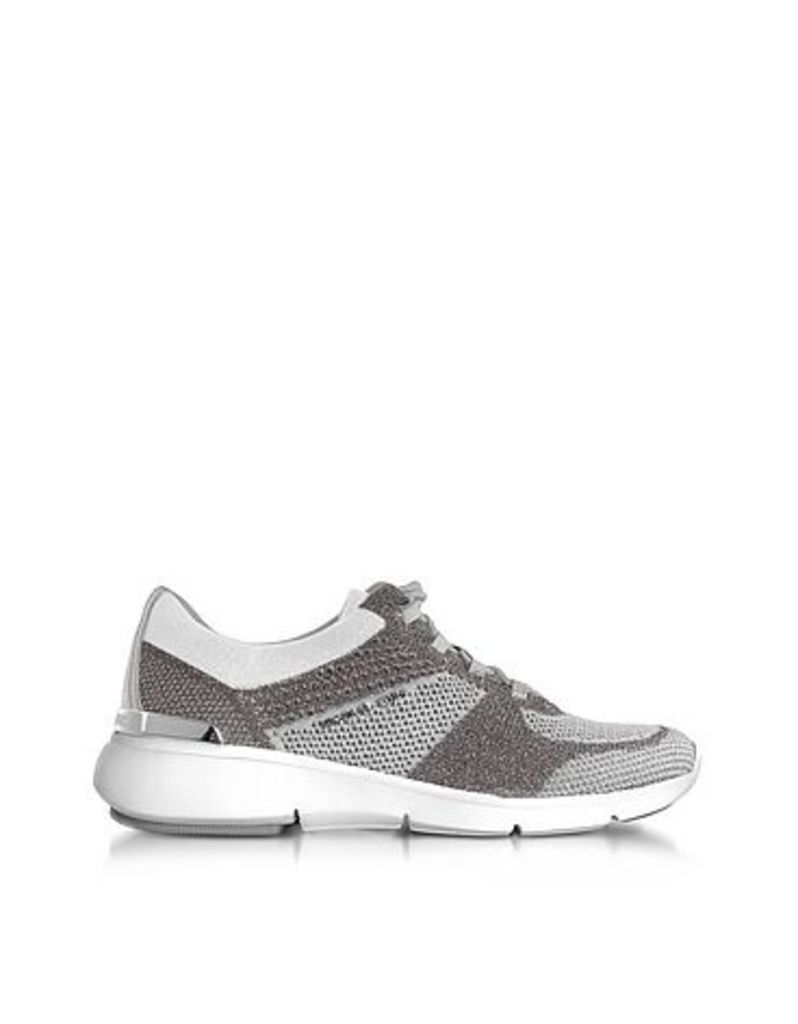 Michael Kors Shoes, Skyler Silver and Optic White Knit Lace-up Trainers