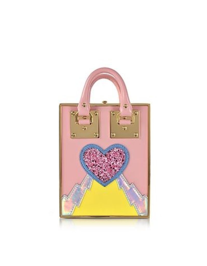 Sophie Hulme - Pink Multi Leather and Gold Metal Compton Mini Tote w/Chain Strap