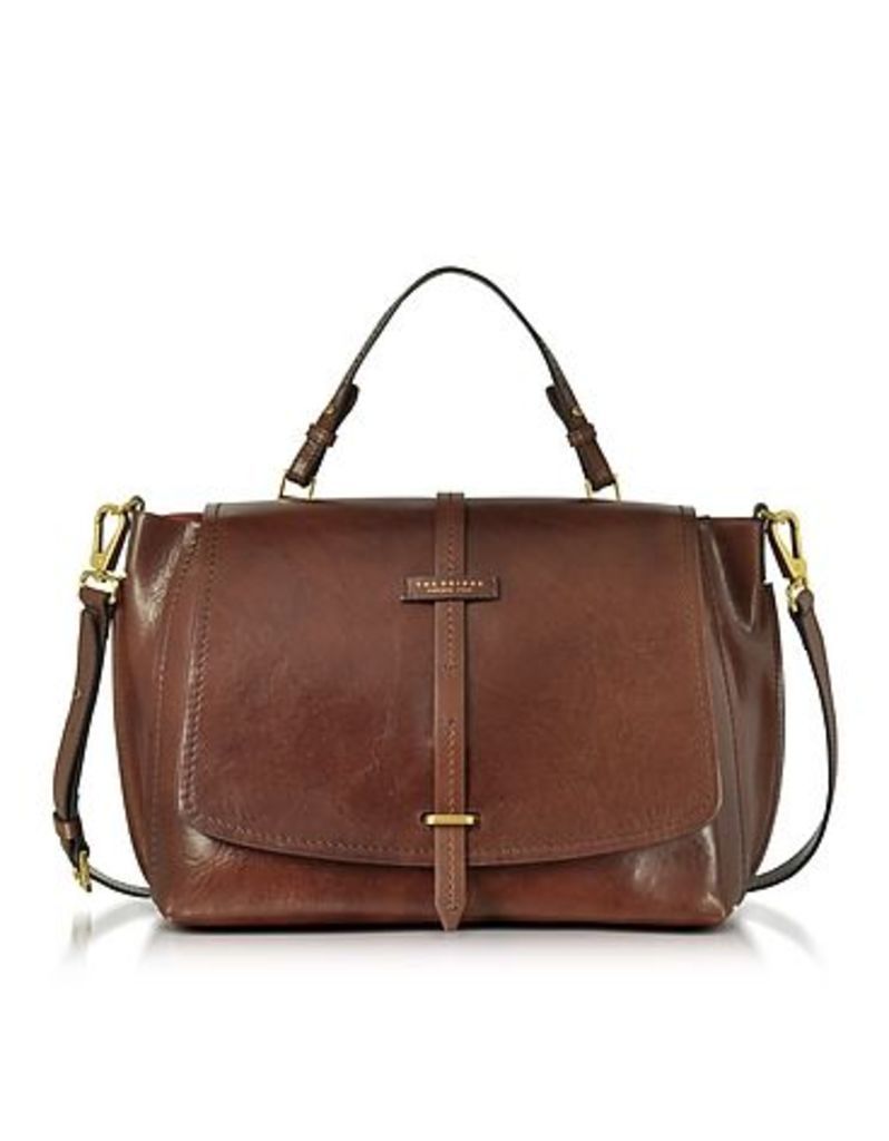 Designer Handbags, Brown Leather Dual Function Oversized Satchel Bag