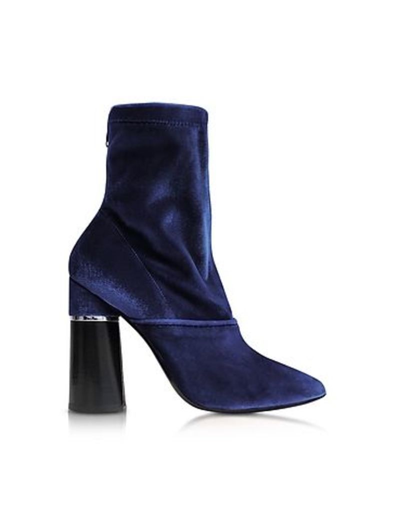 3.1 Phillip Lim Shoes, Kyoto Royal Blue Velvet Stretch High Heel Ankle Boots
