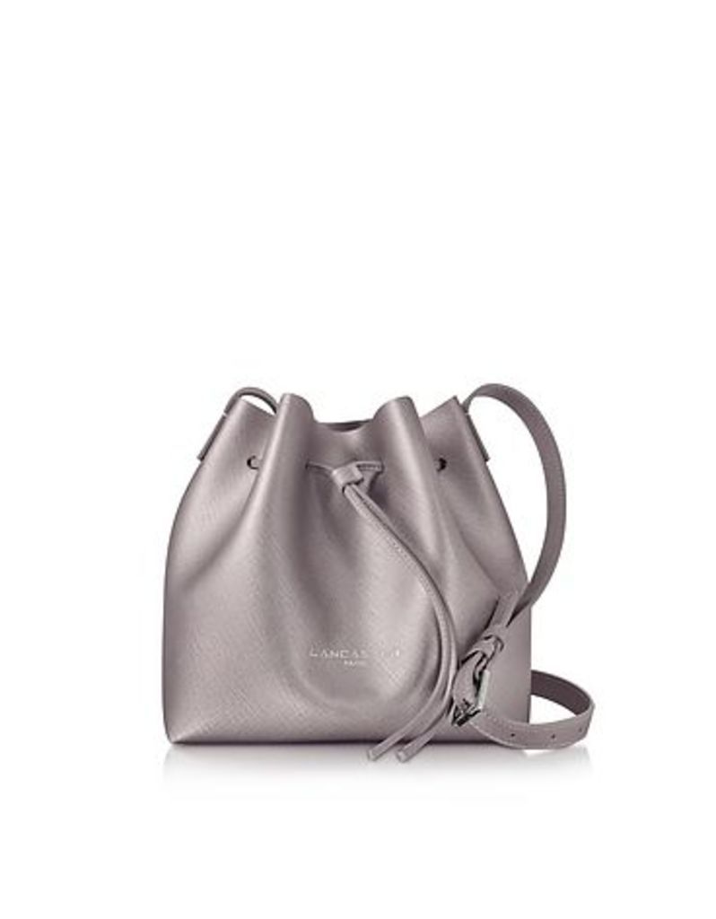 Lancaster Paris Handbags, Pur & Element Rose Gold Saffiano Leather Mini Bucket Bag