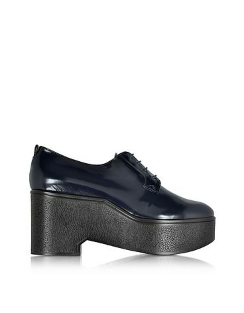 Robert Clergerie - Xonca Marine Blue Patent Leather Platform Oxford Shoe