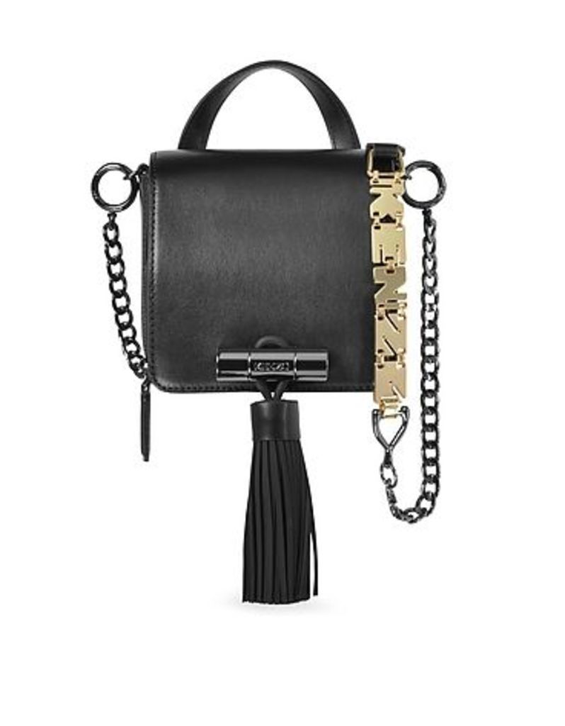 Kenzo Handbags, Sailor Black Leather Crossbody Bag w/Rubber Tassel
