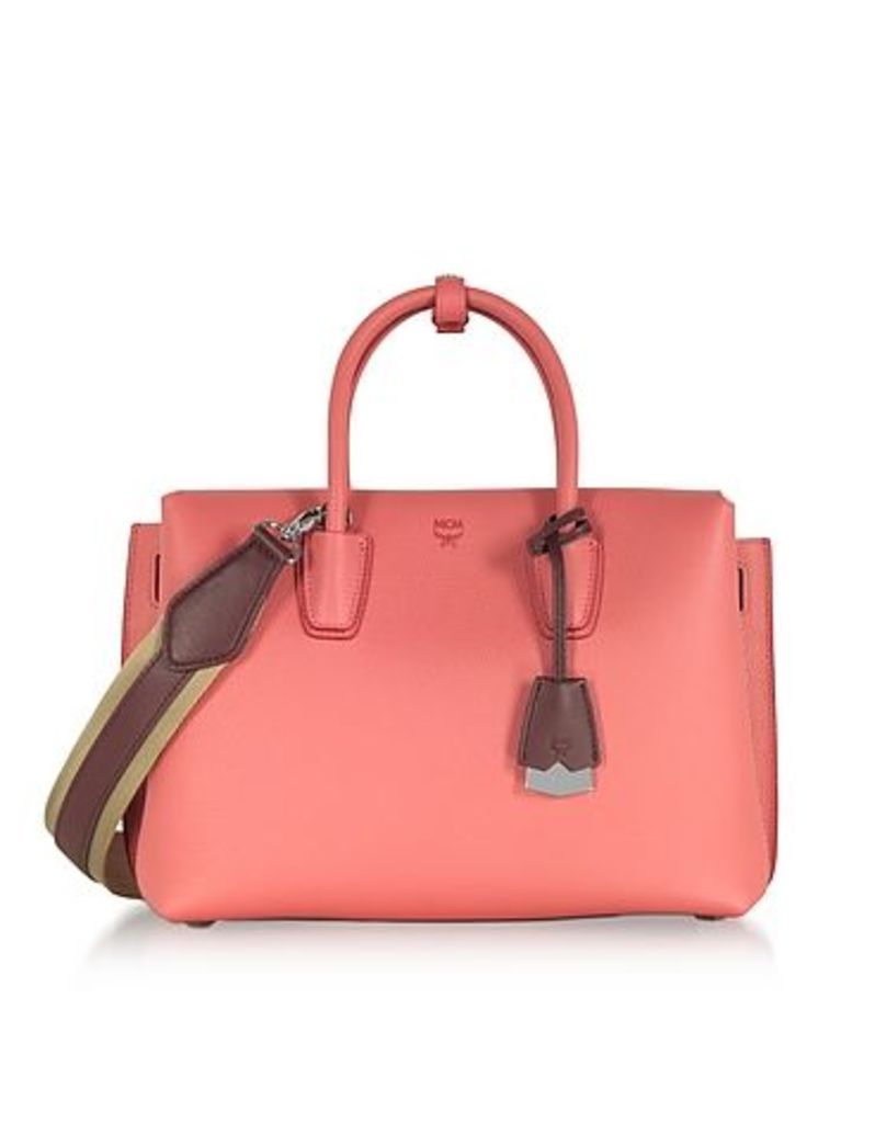 MCM Handbags, Milla Coral Pink Park Avenue Medium Leather Tote Bag