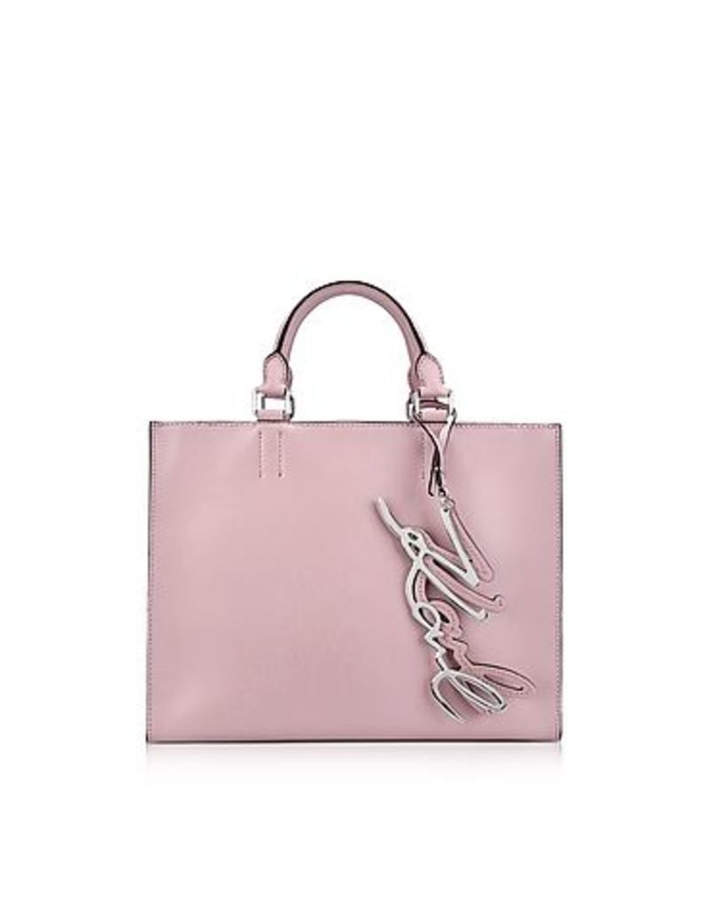 Karl Lagerfeld Handbags, K/Metal Signature Pink Ballet Leather Shopper Bag