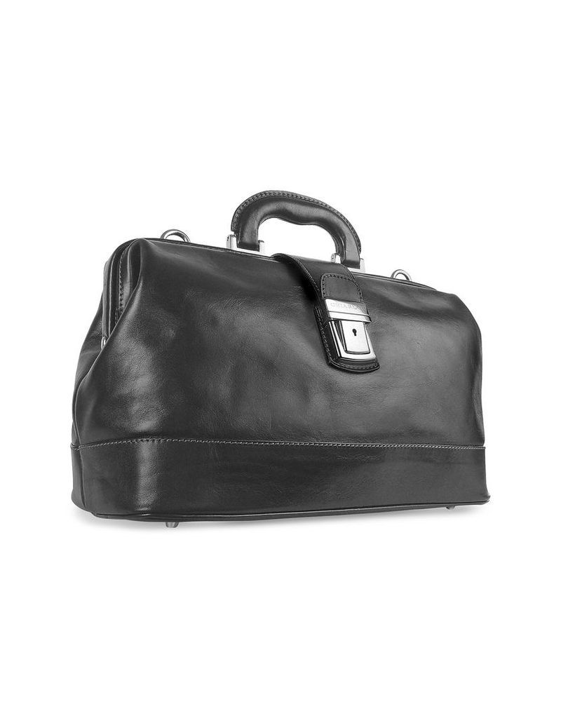 Chiarugi Designer Travel Bags, Black Genuine Italian Leather Doctor Bag
