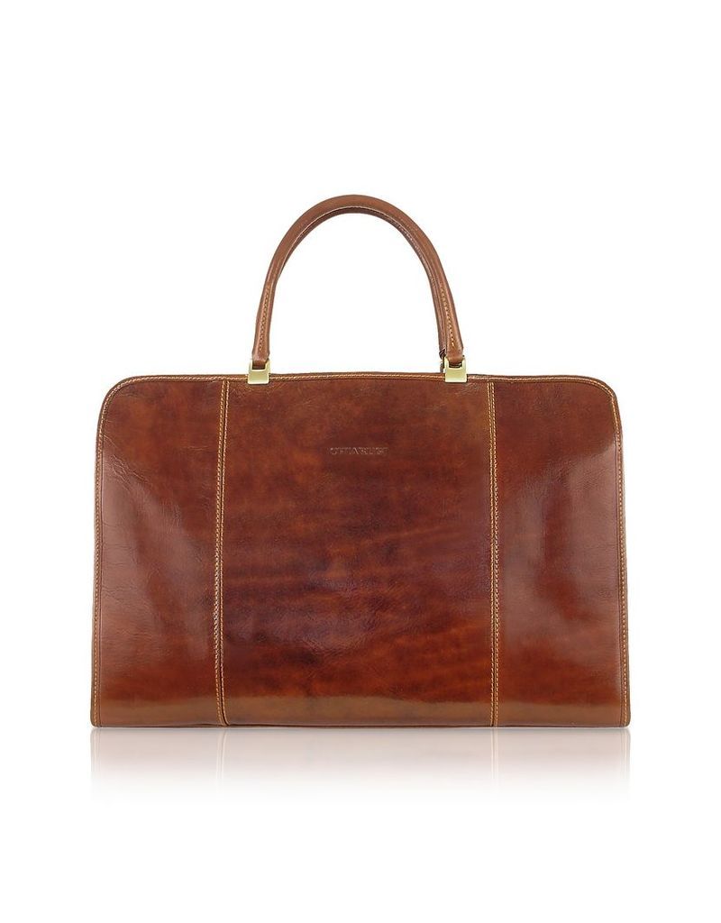 Chiarugi Designer Briefcases, Handmade Brown Genuine Italian Leather Business Bag