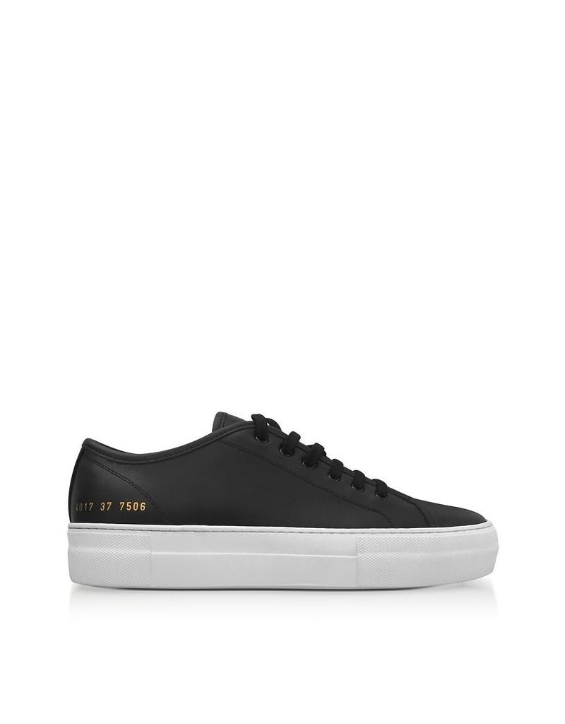 Common Projects Shoes, Black Leather Tournament Low Super Women's Sneakers
