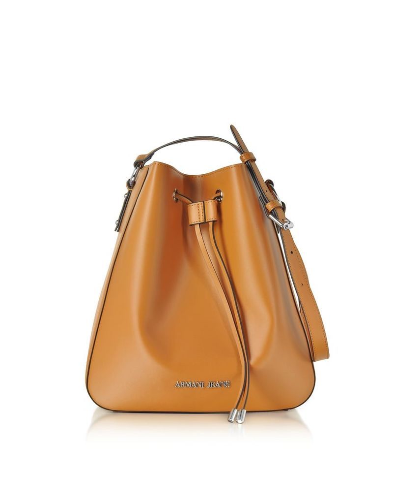 Armani Jeans Handbags, Pumpkin Eco Leather Signature Bucket Bag
