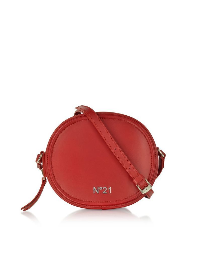 N°21 Handbags, Coral Leather Tambourine Crossbody Bag w/Metallic Embossed Logo