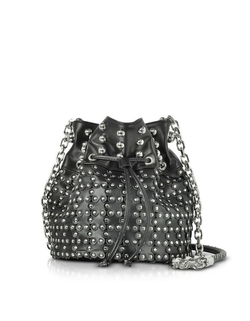RED Valentino Handbags, Black Leather Flower Puzzle Bucket Bag
