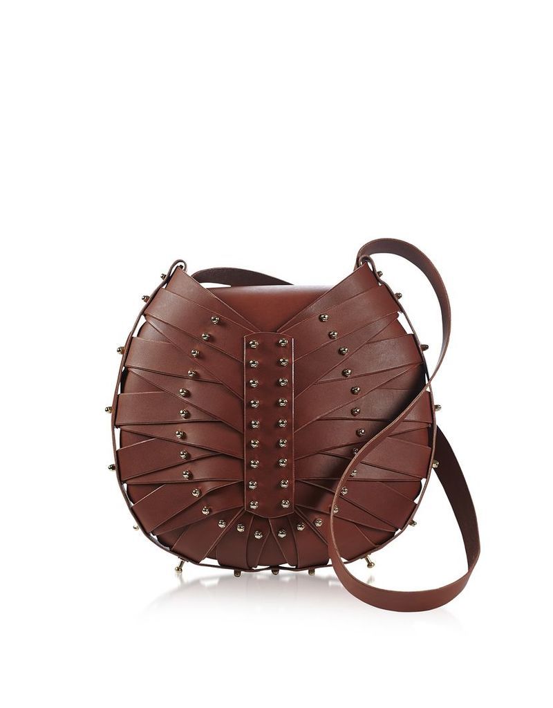 Designer Handbags, Tan Flat Shield Shoulder Bag