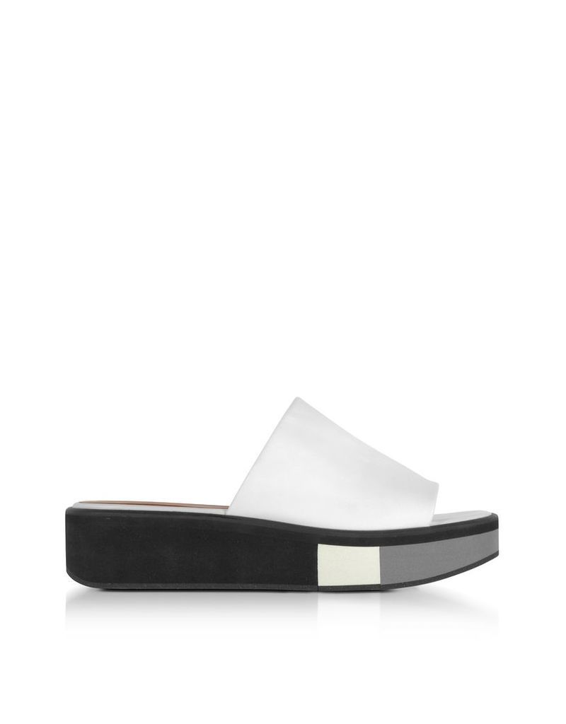 Robert Clergerie Shoes, Quenor White Leather Flatform Sandals