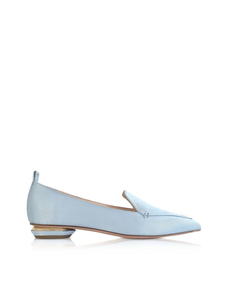Nicholas Kirkwood Shoes, Platinum Blue Satin Beya Loafers