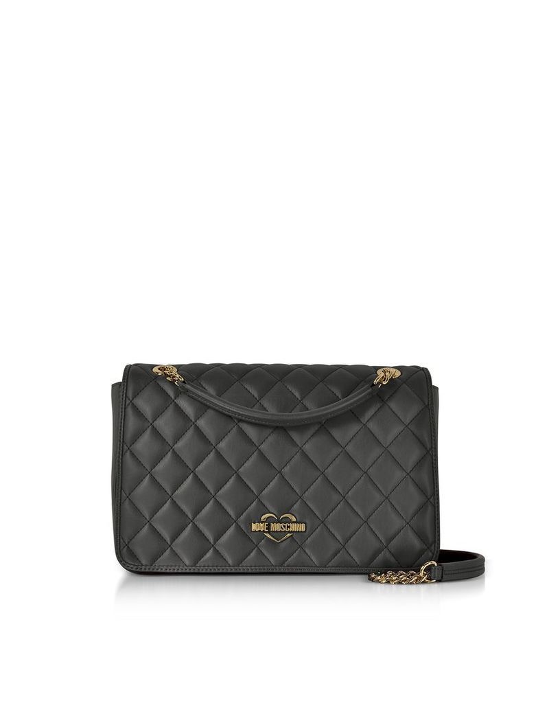 Love Moschino Handbags, Black Superquilted Eco-Leather Shoulder Bag