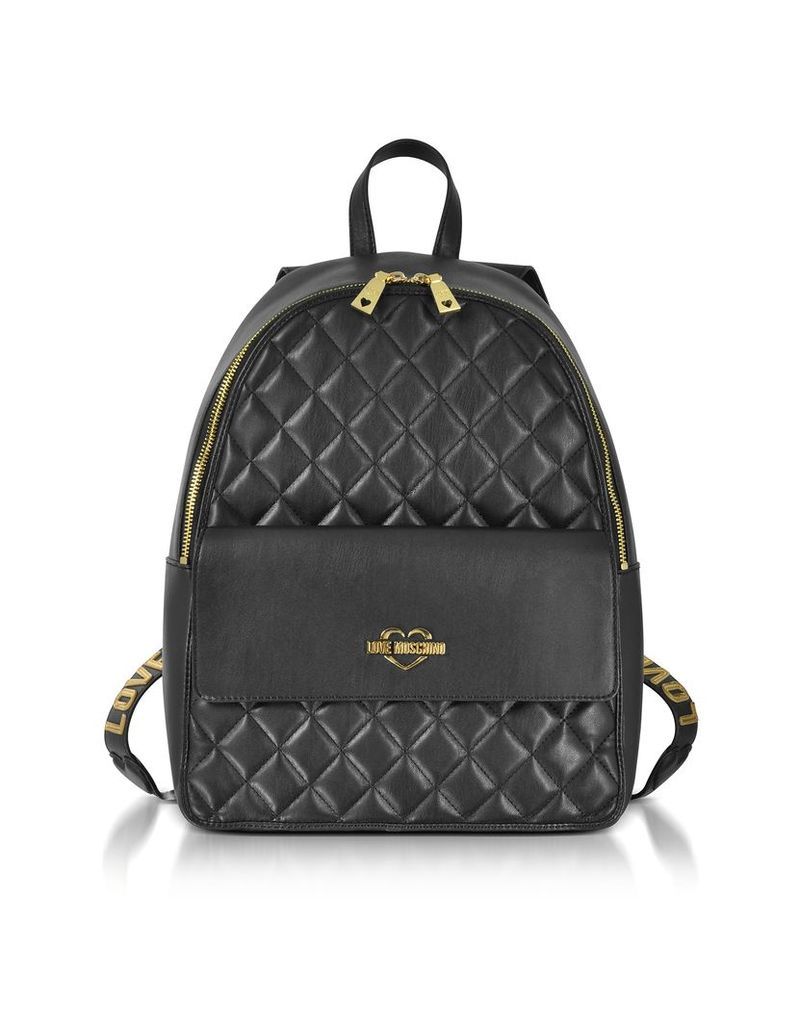 Love Moschino Handbags, Black Superquilted Eco-Leather Backpack