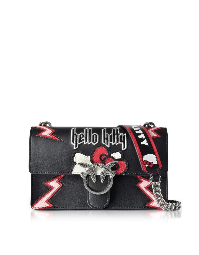 Pinko Handbags, Love Hello Kitty Rock Black Eco Leather Shoulder Bag