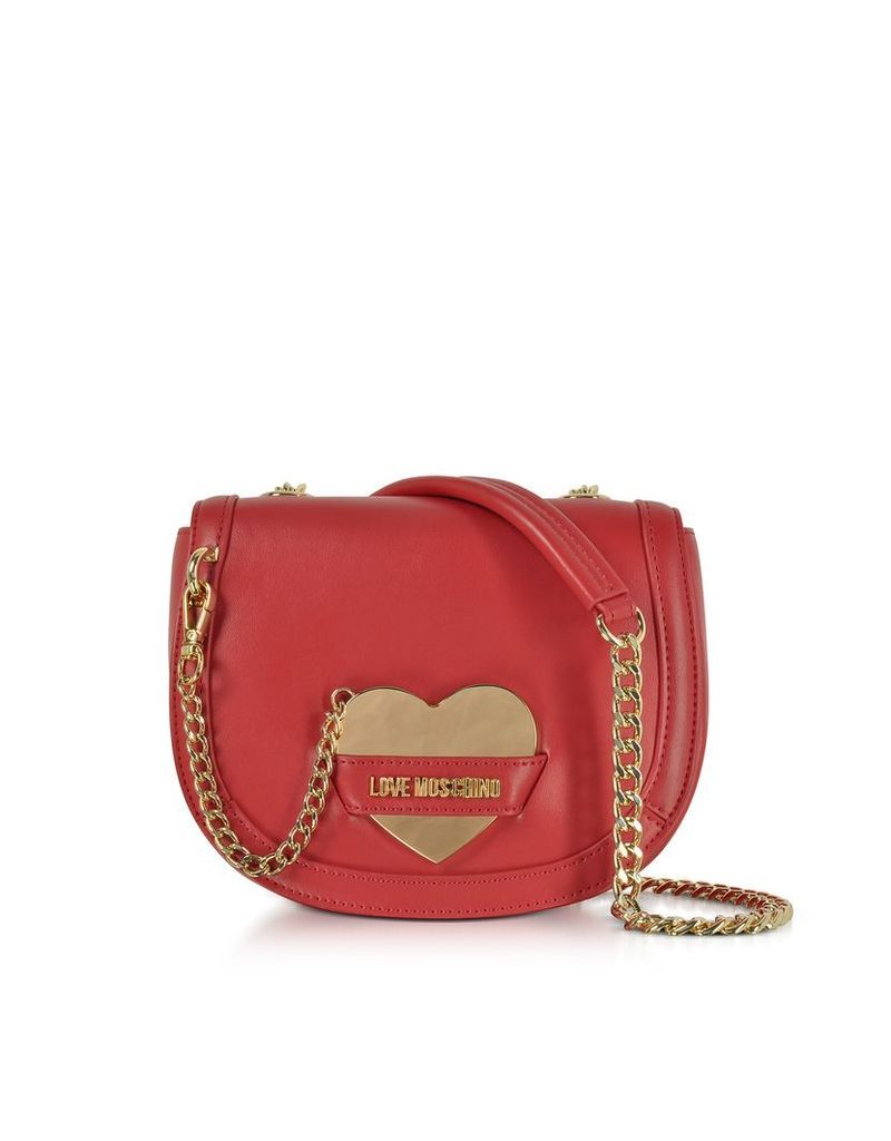 Love Moschino Handbags, Detachable Heart Red Eco-Leather Crossbody Bag