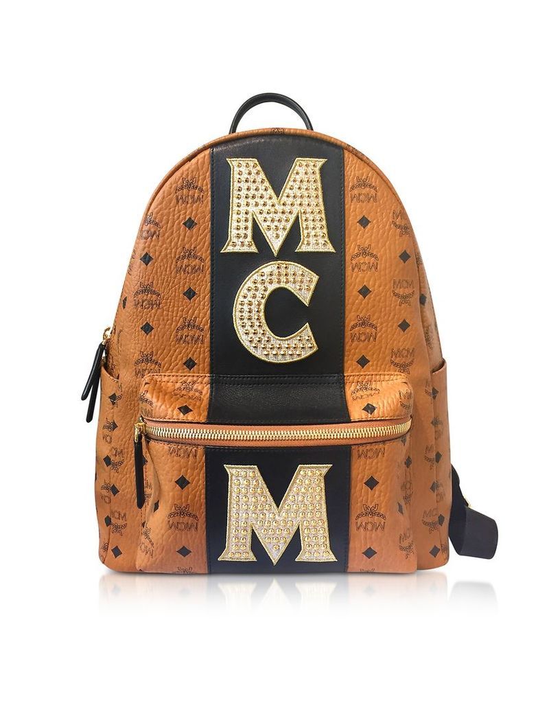 MCM Handbags, Cognac Stark Stripe Studded Medium Backpack