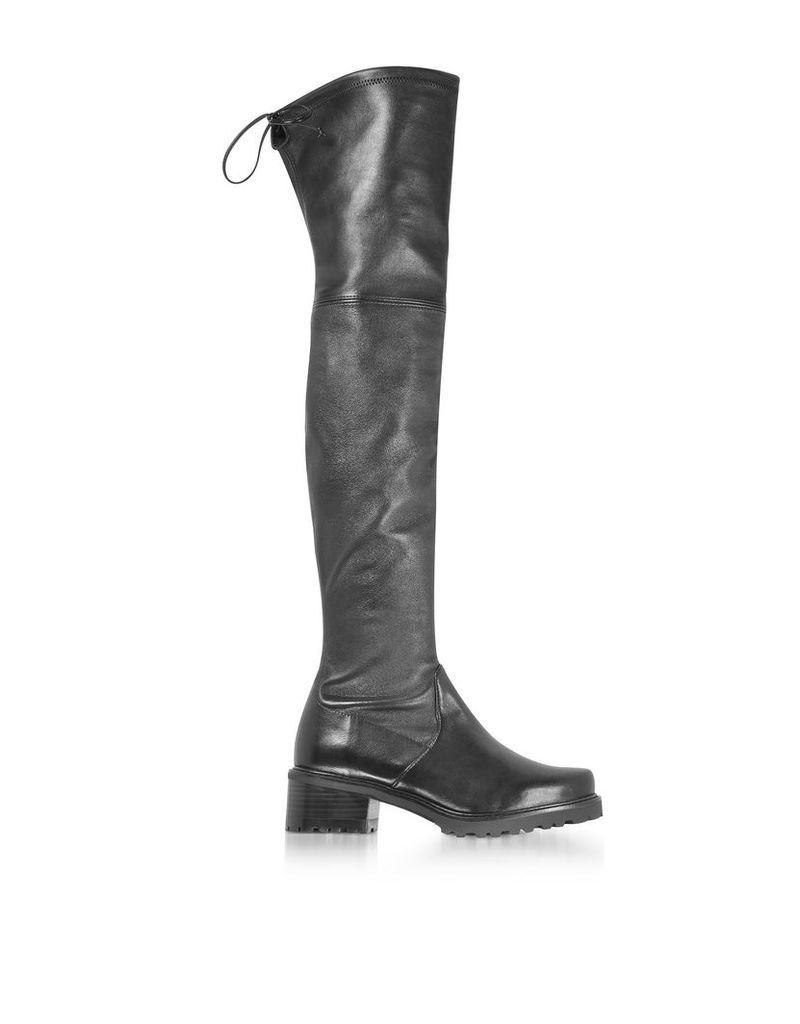 Stuart Weitzman Shoes, Vanland Black Stretch Leather Over The Knee Boots w/Brown Sole