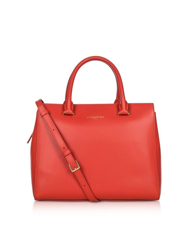 Lancaster Paris Designer Handbags, Camelia Smooth Leather Top Handle Satchel Bag