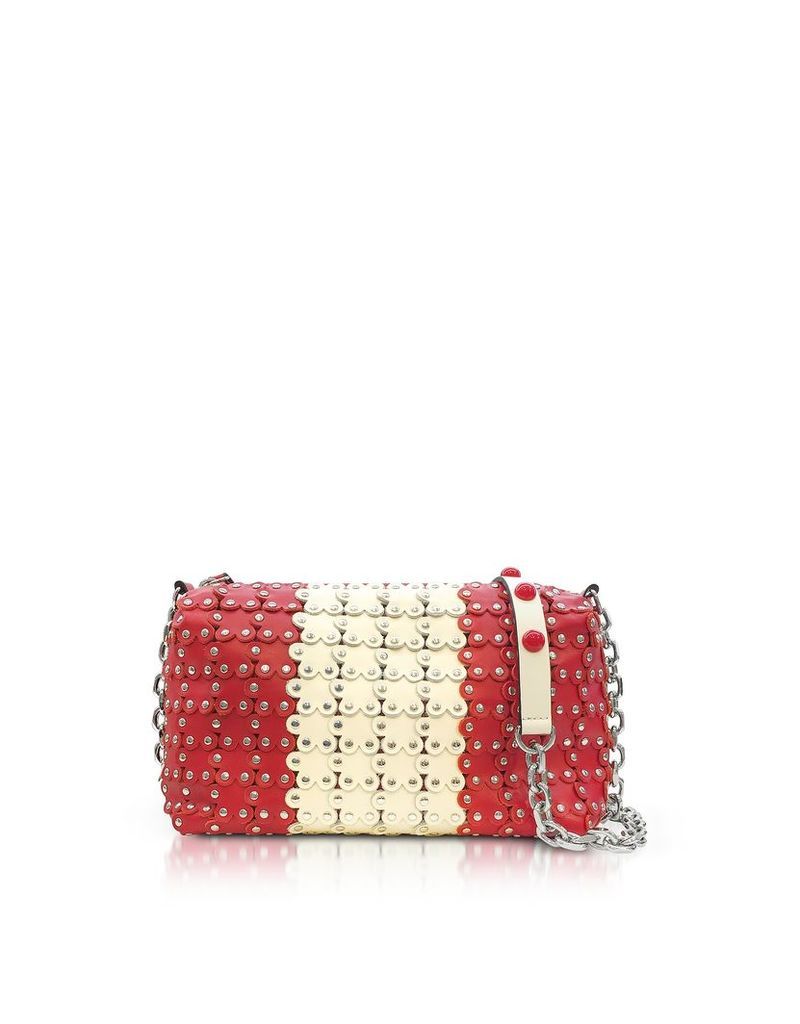 RED Valentino Designer Handbags, Strawberry/Ivory Studded Leather Shoulder Bag