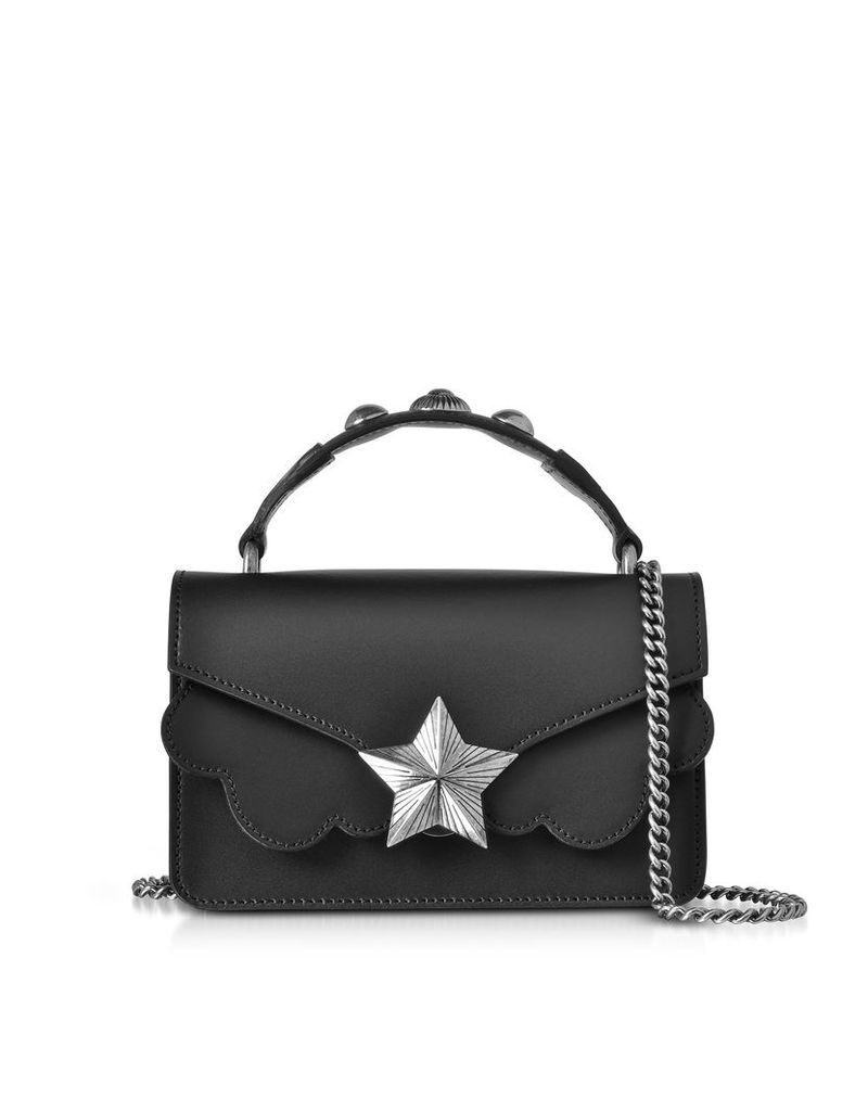 Designer Handbags, Black Leather Vega Mini Shoulder Bag
