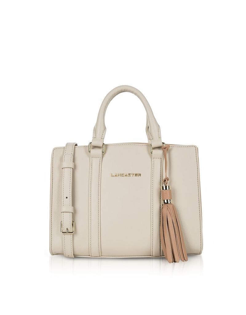 Lancaster Paris Designer Handbags, Mademoiselle Ana Beige/Nude Leather Small Satchel Bag