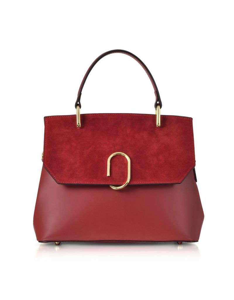 Designer Handbags, Thais Suede and Leather Satchel Bag
