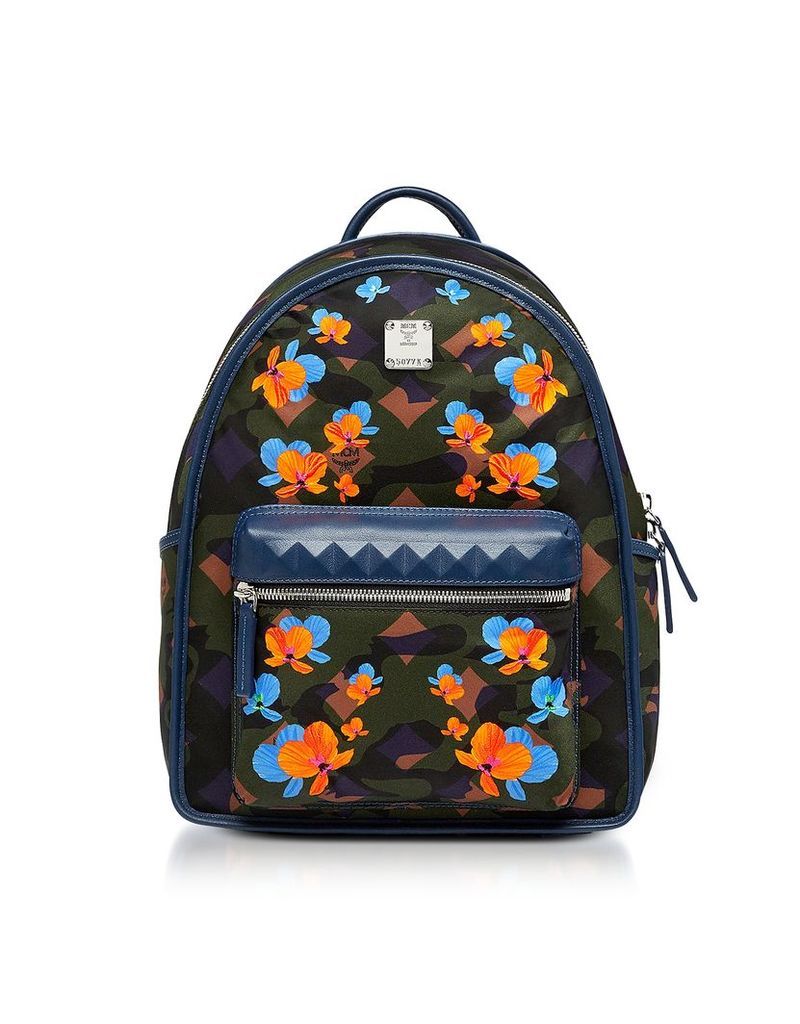 MCM Designer Handbags, Dieter Loden Green Floral Camo Print Nylon Small Backpack
