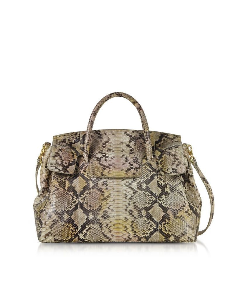Designer Handbags, Python Leather Large Satchel Bag