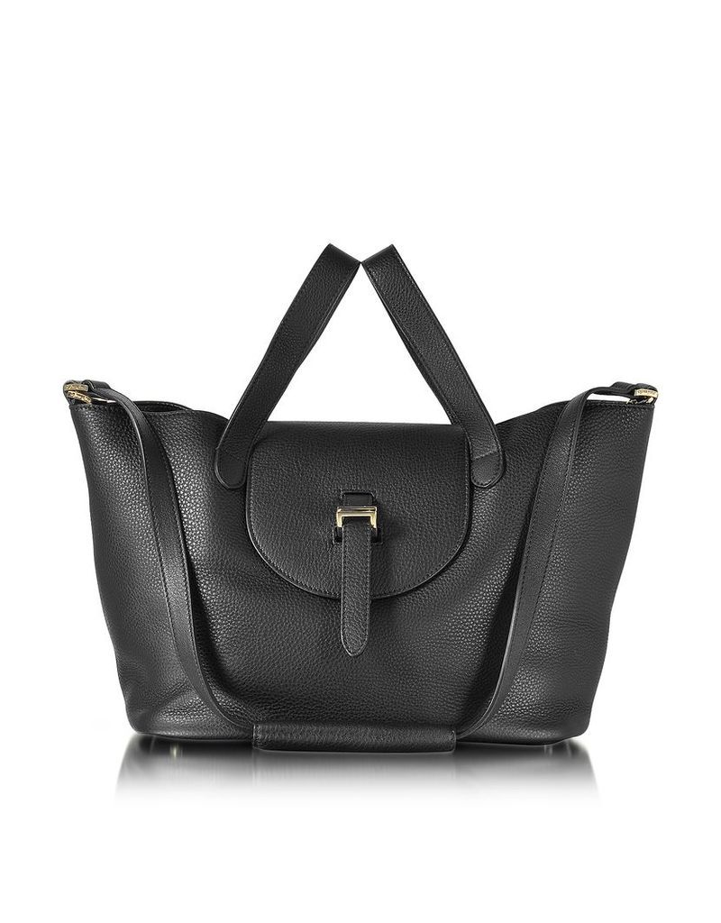 Meli Melo Designer Handbags, Black Leather Thela Medium Tote Bag