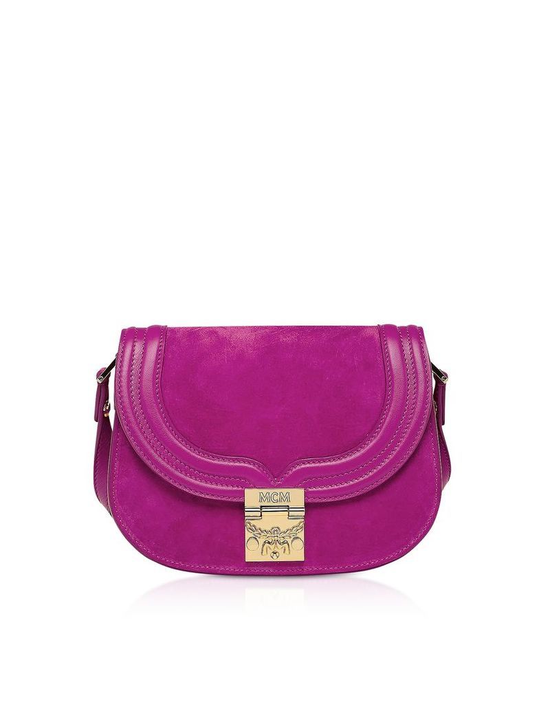 Designer Handbags, Trisha Viva Lilac Suede and Leather Small Shoulder Bag