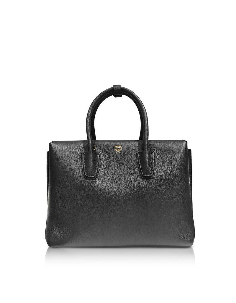 MCM Designer Handbags, Black Leather Milla Small Tote