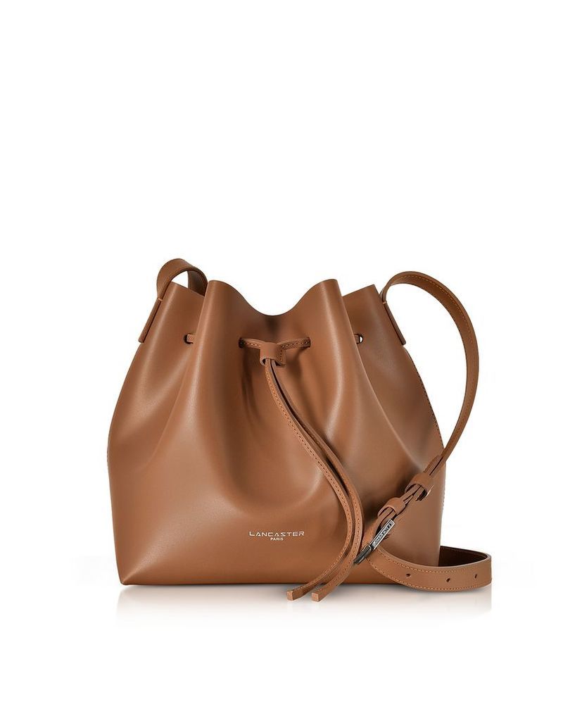 Lancaster Paris Designer Handbags, Pur & Element Smooth Leather Small Bucket Bag