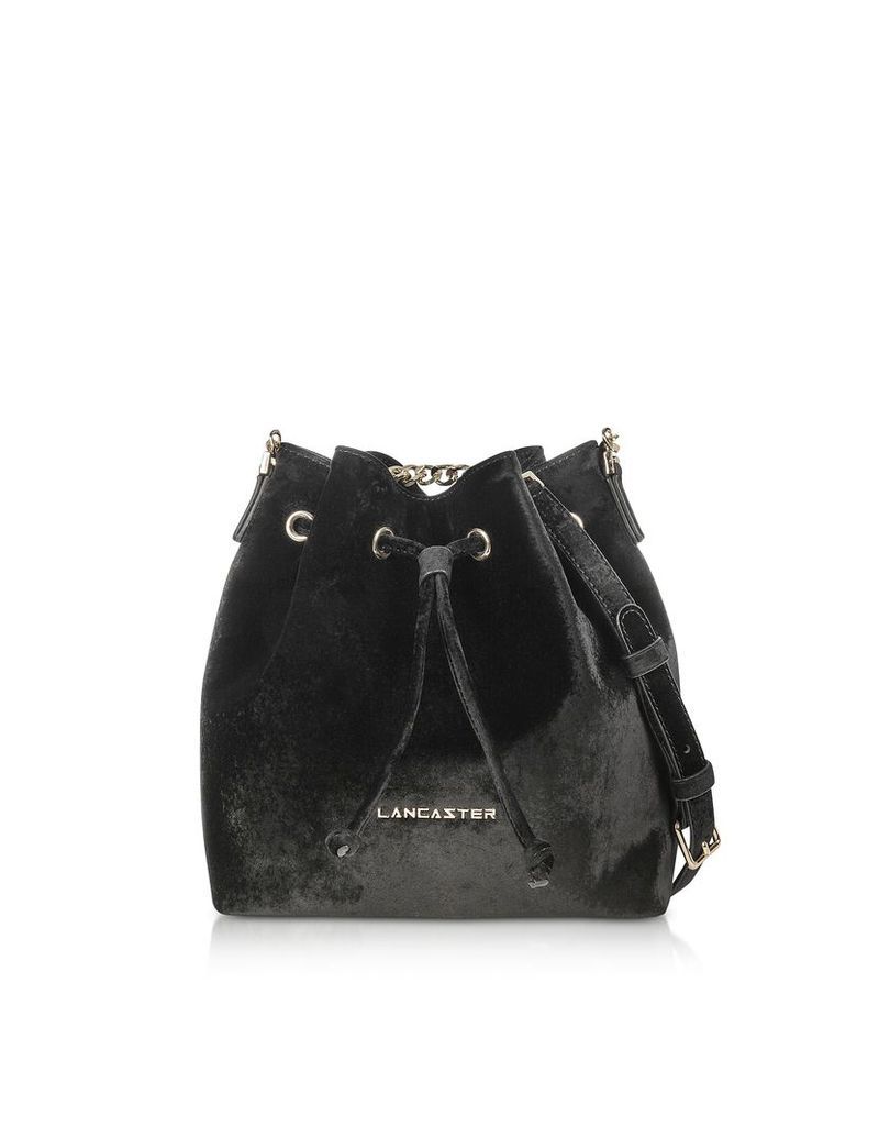 Lancaster Paris Designer Handbags, Velvet Small Bucket Bag