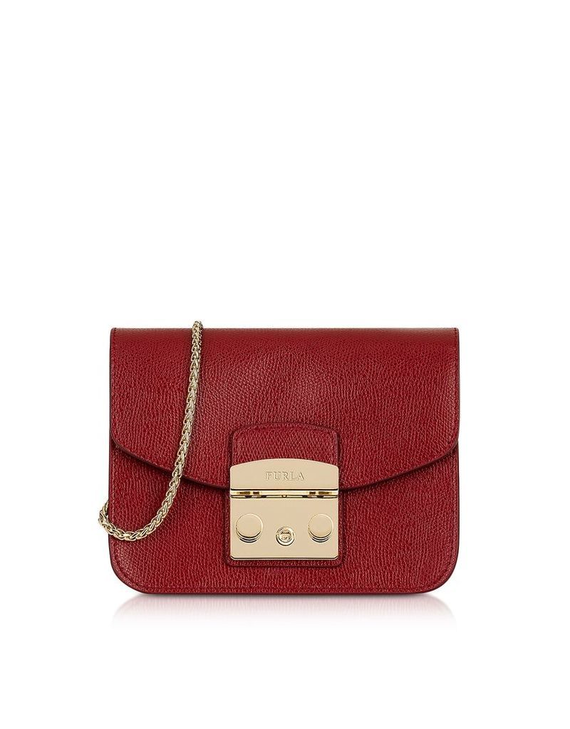 Furla Designer Handbags, Cherry Leather Metropolis Mini Crossbody Bag